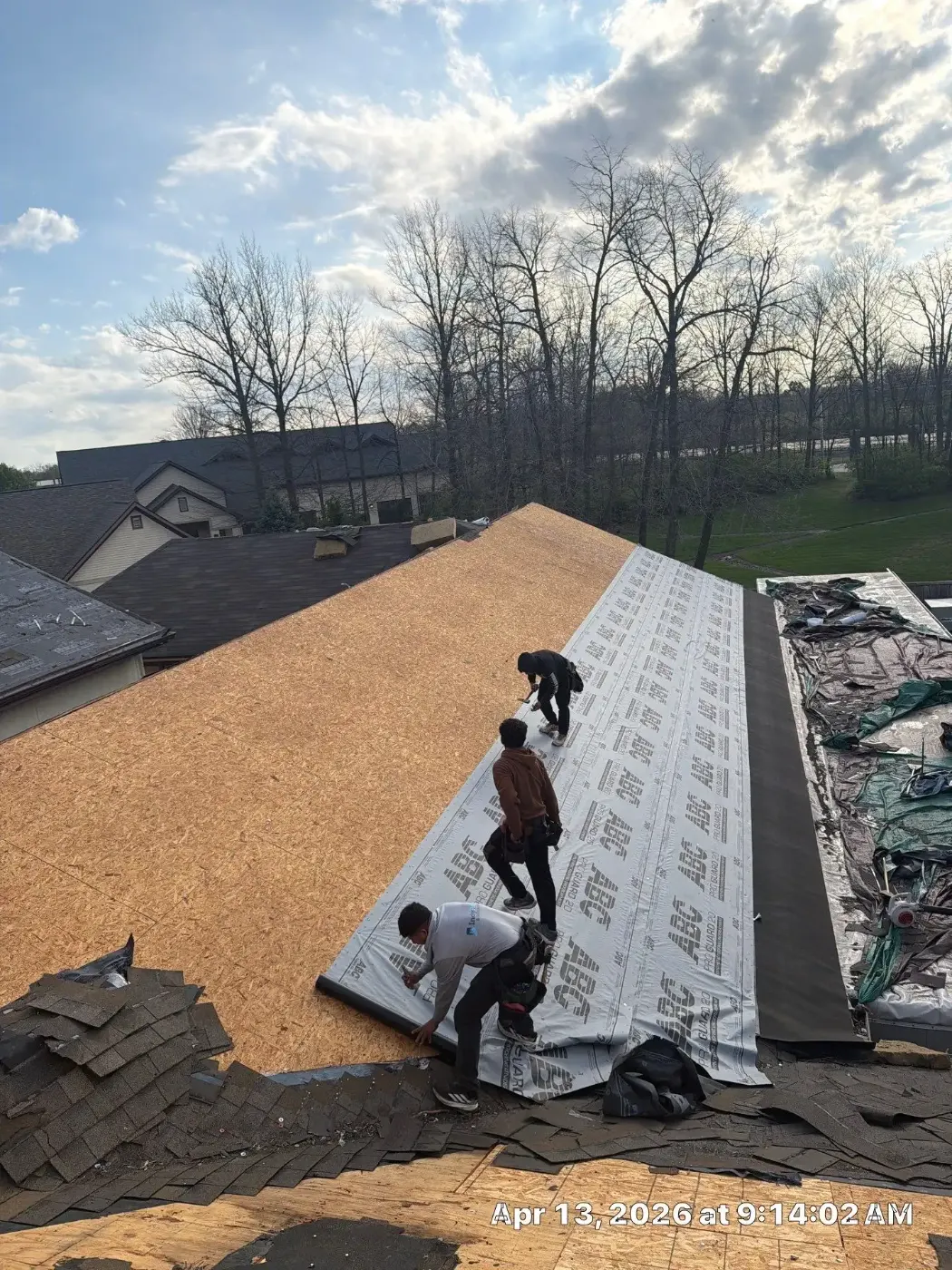 Tarping and dry-in on a New Haven commercial roof