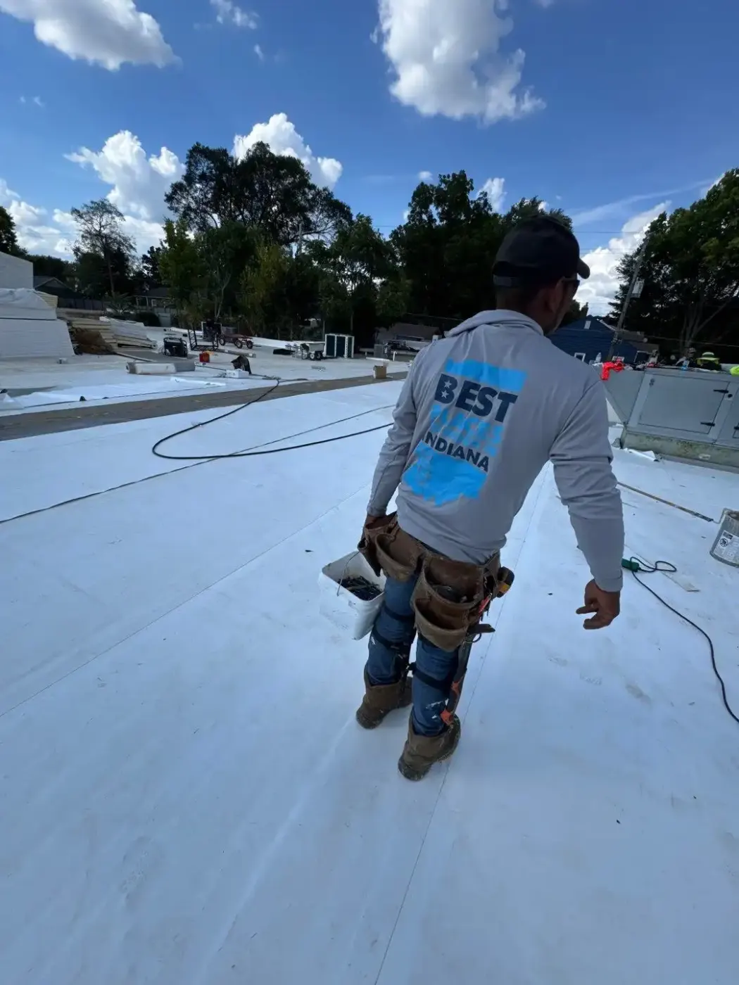 Tarping and dry-in on a New Haven commercial roof